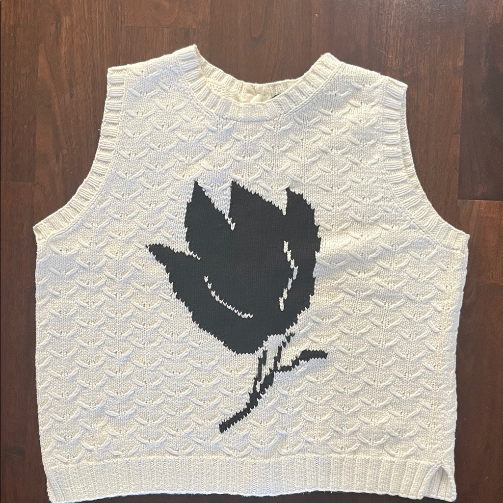 Adrienne Vittadini White Knit Cotton Sweater